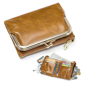 Leather Wallet Retro Short Purse European American Style Multi-funct