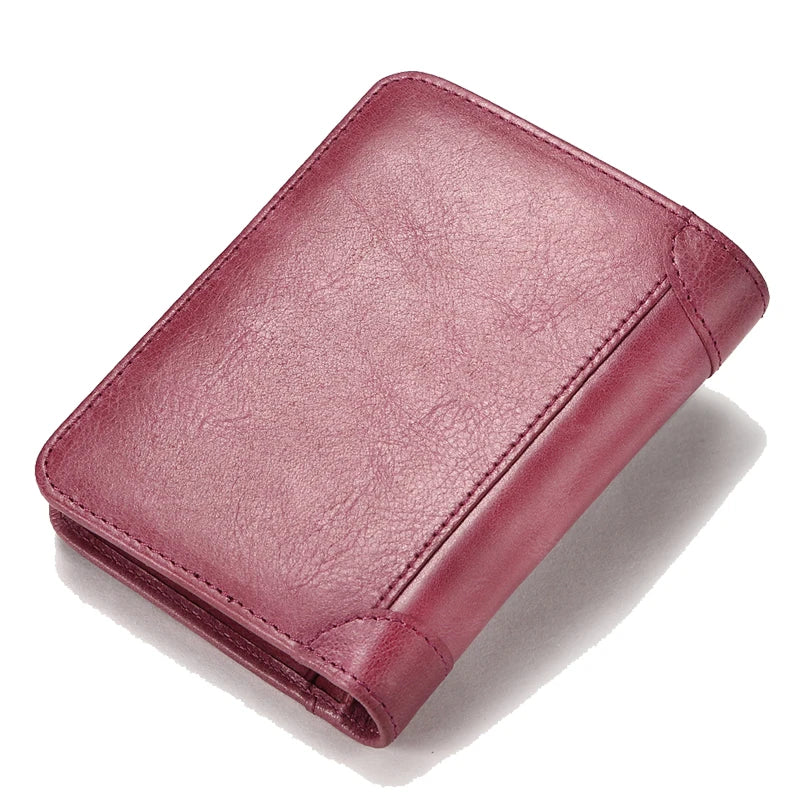Small Vintage Cowhide Leather Wallet for Women