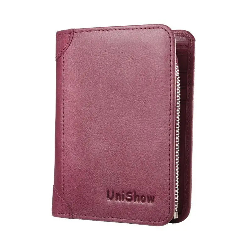 Small Vintage Cowhide Leather Wallet for Women