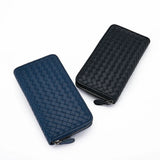 Leather Weave Men Clutch Bag Long Cell Phone Wallet Business Women Clutch Purse