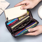 Leather Weave Men Clutch Bag Long Cell Phone Wallet Business Women Clutch Purse