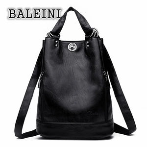 High Leather Women Bag Bucket Shoulder Bags Set Large Capacity Backpacks
