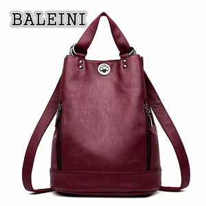 High Leather Women Bag Bucket Shoulder Bags Set Large Capacity Backpacks