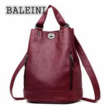 High Leather Women Bag Bucket Shoulder Bags Set Large Capacity Backpacks