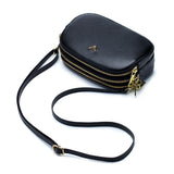 Leather Women Crossbody Bags Small 3 Layer Zipper Female Messenger Bag