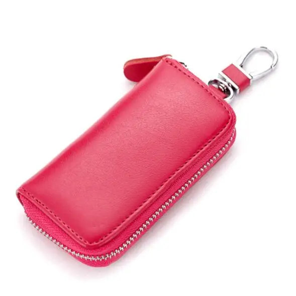 Leather Key Wallets Zipper Key Bag Housekeeper Pouch Purse Keychain