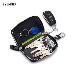 Leather Key Wallets Zipper Key Bag Housekeeper Pouch Purse Keychain