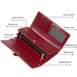 RFID Blocking Leather Women Long Wallet Clutch