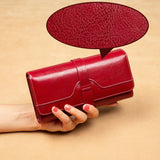 RFID Blocking Leather Women Long Wallet Clutch