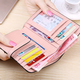 Leather Women Short Wallet Hasp High Capacity Cowhide Money Bag Solid