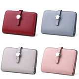 Leather Women Short Wallet Hasp High Capacity Cowhide Money Bag Solid
