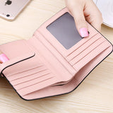 Leather Women Short Wallet Hasp High Capacity Cowhide Money Bag Solid