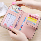 Leather Women Short Wallet Hasp High Capacity Cowhide Money Bag Solid