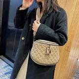 Semicircle Saddle Bag Soft Cowhide Crossbody Handbag