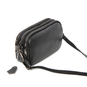 Leather Women Shoulder Bags Small Crossbody Three-layer Zipper