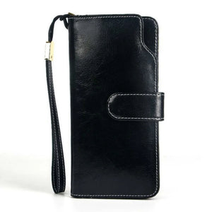 Oil Wax Leather Women Wallet Long Purse with Coin Pocket