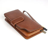 Oil Wax Leather Women Wallet Long Purse with Coin Pocket