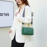 Leather Women's Bag Diamond Shoulder Bags Wide Strap Crossbody Bags 100% Cowhide