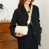 Leather Women's Bag Diamond Shoulder Bags Wide Strap Crossbody Bags 100% Cowhide