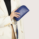 Leather Women's Clutch Bag Snakeskin Pattern Cowhide Purse Casual Tote Bag