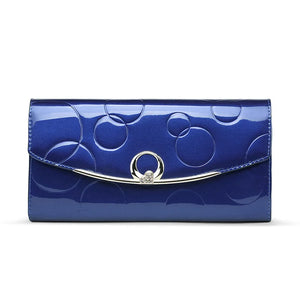 Leather Women's Diamond Decoration Long Wallet Clutch Ladies with Rfid Blocking