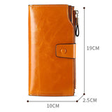 Leather Women's Wallet Long Oil Wax Leather Mobile Phone Clutch Bag