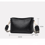 Leather Women's Wide Shoulder Strap Crossbody Bag Vintage Tote Messenger