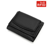 Leather Lady Purse Short Style Soft Cowhide Wallet Pocket Rfid Small Women Purse