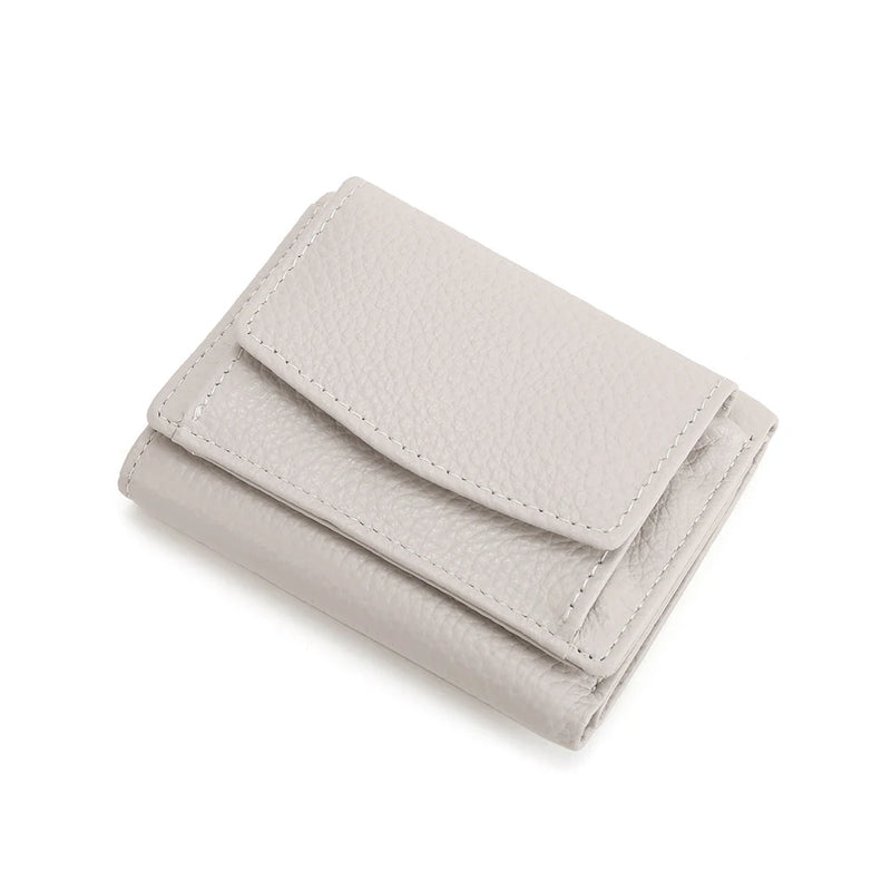 Leather Lady Purse Short Style Soft Cowhide Wallet Pocket Rfid Small Women Purse
