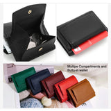 Leather Lady Purse Short Style Soft Cowhide Wallet Pocket Rfid Small Women Purse