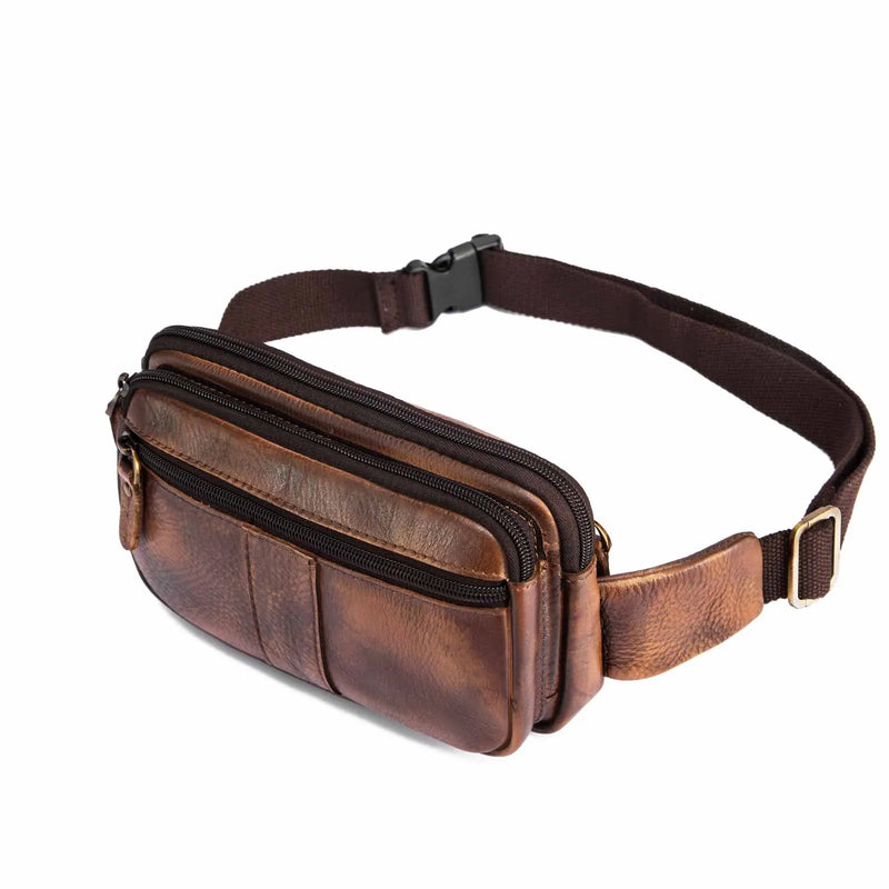 Casual Leather Men Waist Belt Bag Chest Pack Sling Bag