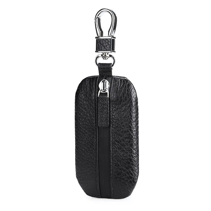 Leather Key Box for Men Car Key Holder Zipper Key Organizer