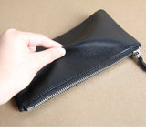 Vintage Sheep Leather Long Zipper Wallet Slim Purse Clutch Bag
