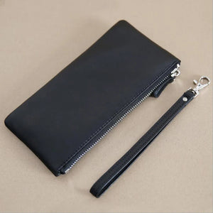 Vintage Sheep Leather Long Zipper Wallet Slim Purse Clutch Bag