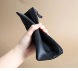 Vintage Sheep Leather Long Zipper Wallet Slim Purse Clutch Bag