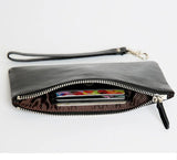 Vintage Sheep Leather Long Zipper Wallet Slim Purse Clutch Bag