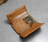 Vintage Brown Leather Key case Wallet With A chain Mens Biker