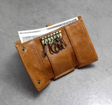 Vintage Brown Leather Key case Wallet With A chain Mens Biker