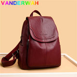 Women Leather Backpack Shoulder Bag Sac a Dos Ladies Bagpack School Bags