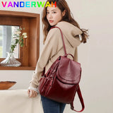 Women Leather Backpack Shoulder Bag Sac a Dos Ladies Bagpack School Bags