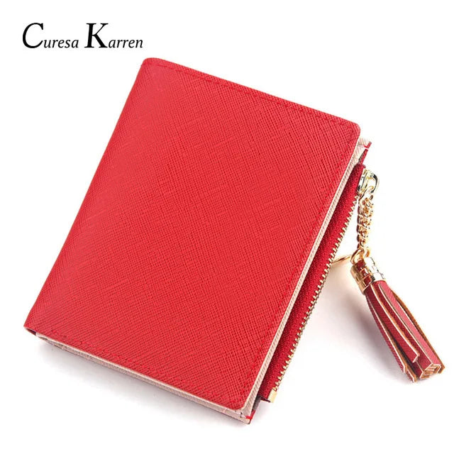 Leather Ladies Short Small Wallets Multi-card Position