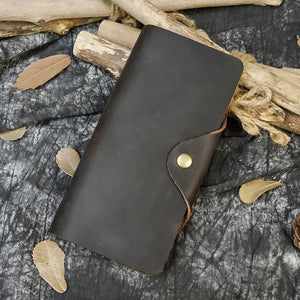 Vintage Leather Wallet Bifold Long for Men Women