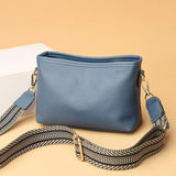 Soft Leather Women Handbag Wide Strap Shoulder Bag Purse