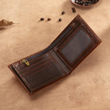RFID Leather Wallet for Men Vintage Cowhide Short Billfold