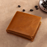 RFID Leather Wallet for Men Vintage Cowhide Short Billfold