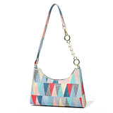 Geometric Armpit Bag PU Leather Shoulder Bag Splicing Handbag Tote