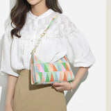 Geometric Armpit Bag PU Leather Shoulder Bag Splicing Handbag Tote