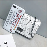 Small Geometric Crossbody Bag Lock Clutch Purse Square Mini Handbag