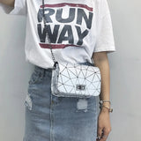Small Geometric Crossbody Bag Lock Clutch Purse Square Mini Handbag