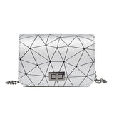 Small Geometric Crossbody Bag Lock Clutch Purse Square Mini Handbag